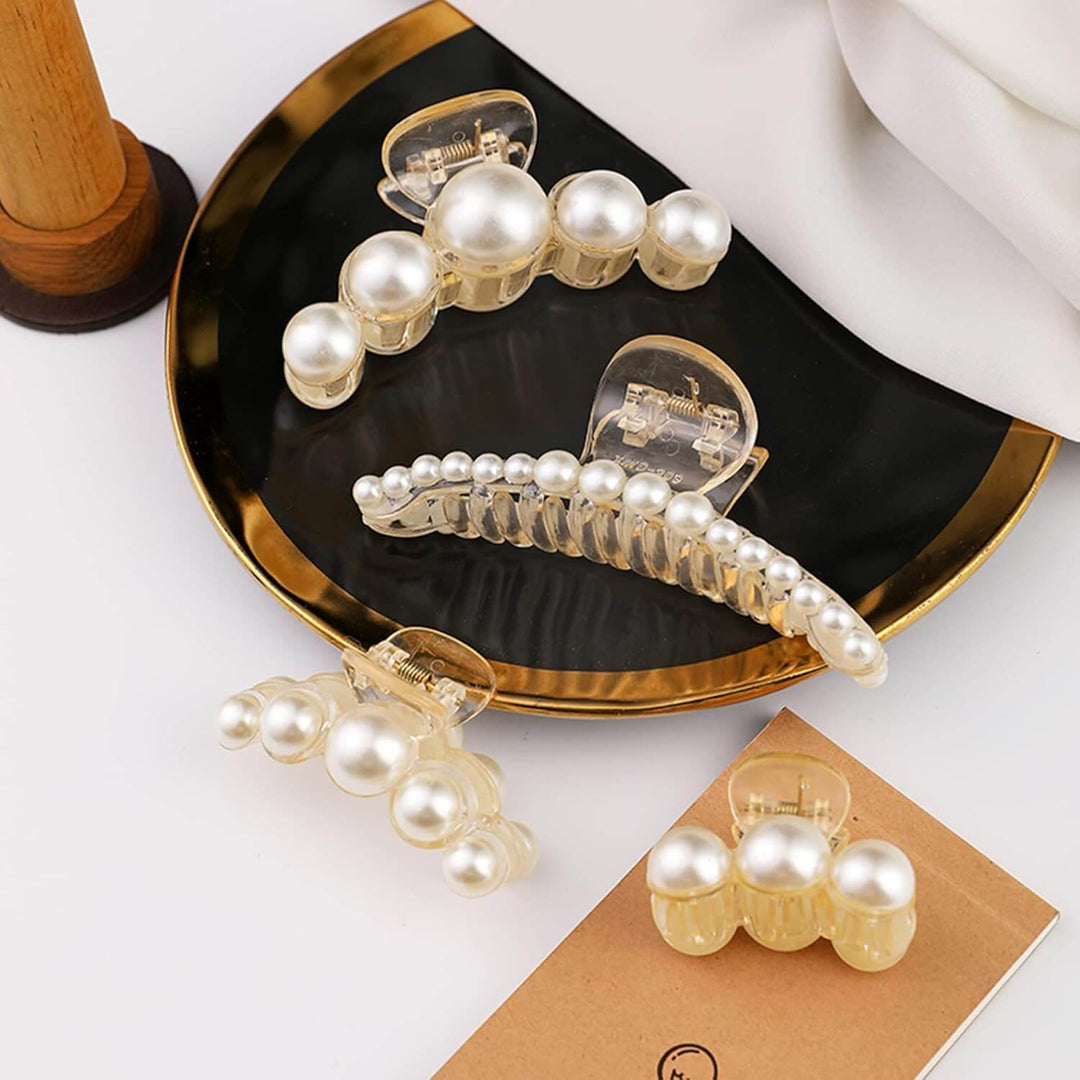 Elegante Perlen-Haarklammern 4er-Set