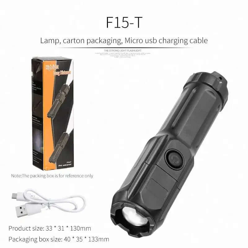 Leistungsstarke LED Taschenlampe, Zoom, USB