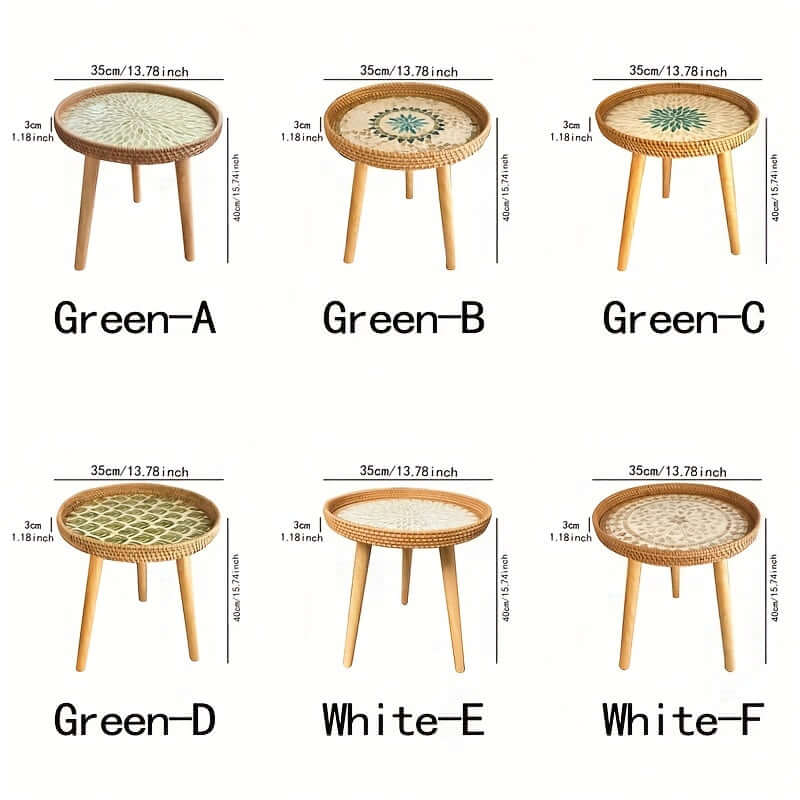 Table d'appoint ronde en rotin - bois naturel