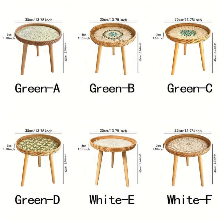 Table d'appoint ronde en rotin - bois naturel
