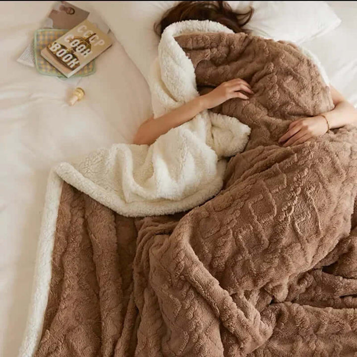 Couverture d'hiver douillette en laine d'agneau - extra chaude