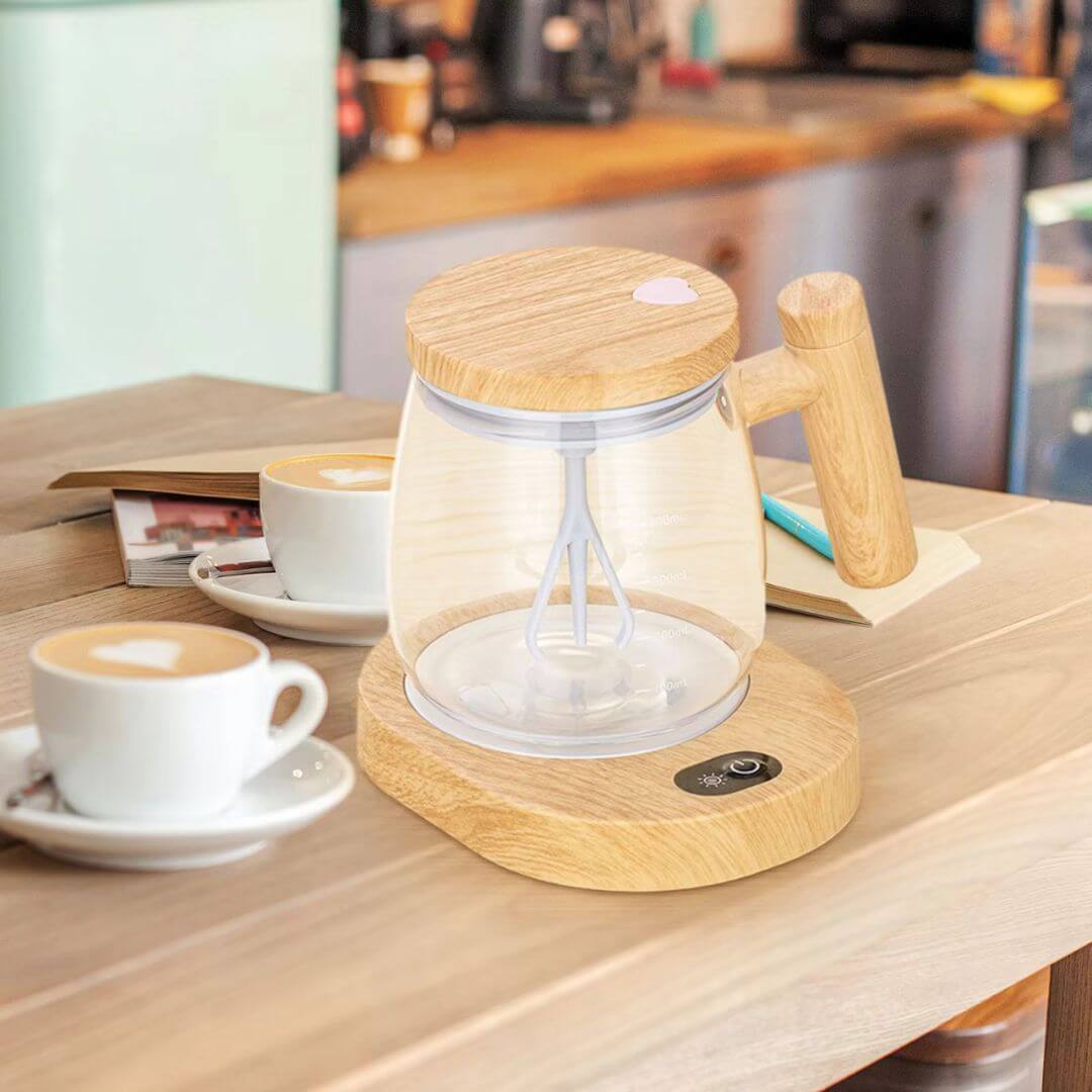Mixeur à main en bois - Mixeur à smoothie 2 en 1