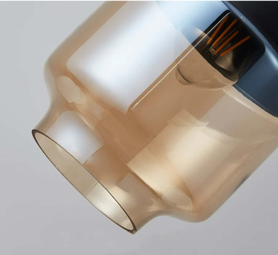 Élégante suspension en verre et bois