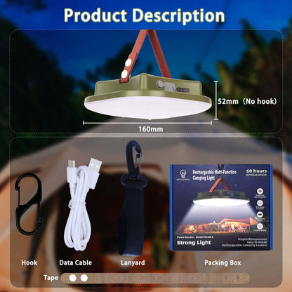 80W LED Solar Campinglampe mit Magnet & Zoom