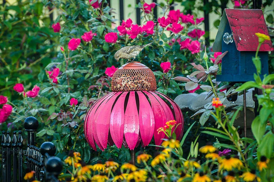Décoration de jardin suspendue en métal en forme de fleur pour nichoir