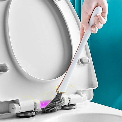 Brosse de toilette en silicone avec support