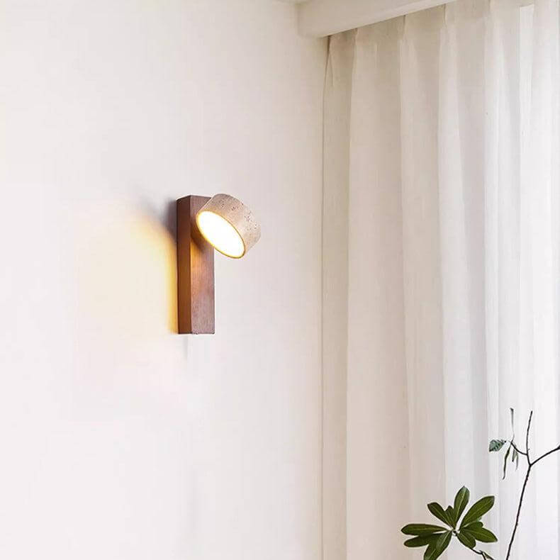 Drehbare Stein & Holz Wandleuchte mit LED
