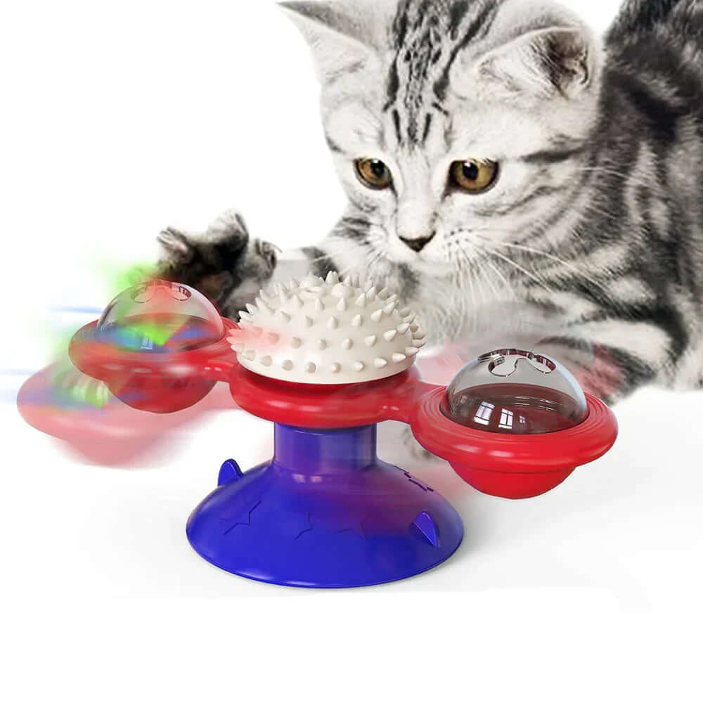 Moulin à vent interactif avec balles pour chat
