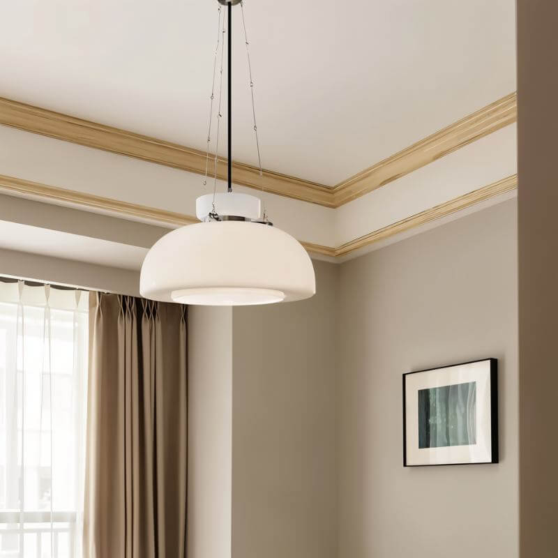 Milchige LED Pendelleuchte Modern Glas 40cm