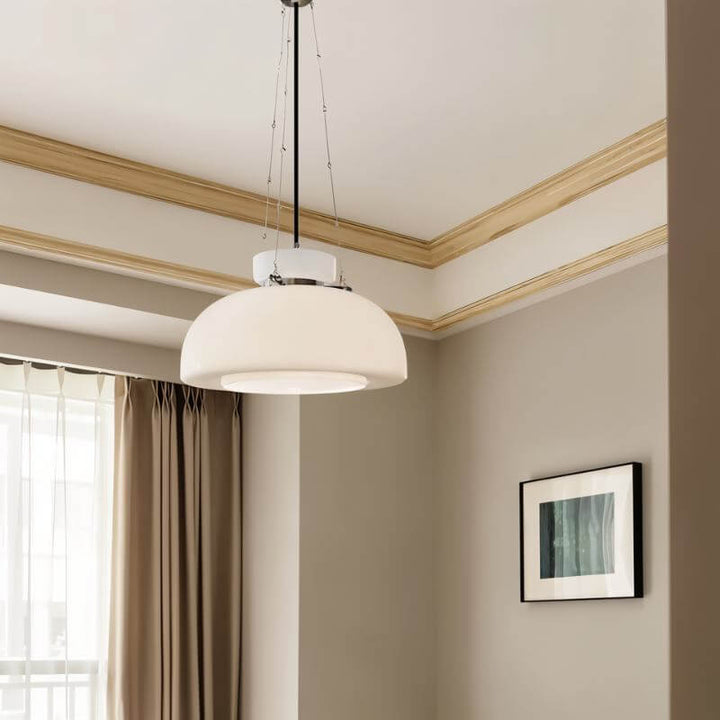 Milchige LED Pendelleuchte Modern Glas 40cm