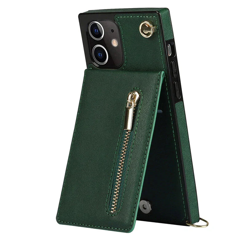 "3in1 Handyhülle mit Kartenfach und Umhängetasche in elegantem Design, ideal für Alltag und Reisen."
