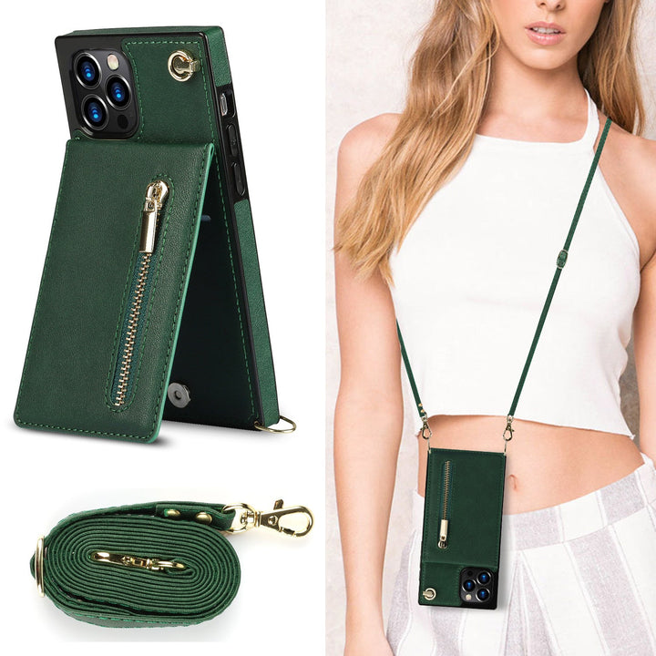 "3in1 Handyhülle mit Kartenfach und Umhängetasche in elegantem Design, ideal für Alltag und Reisen."