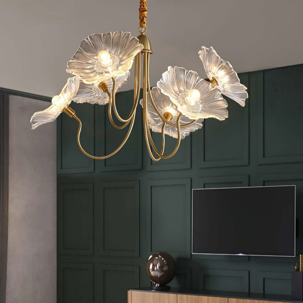 Moderner Glas-Kronleuchter Lotusblüten-Design