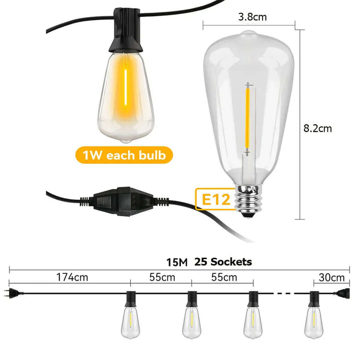 Wasserdichte LED-Lichterkette für Außen