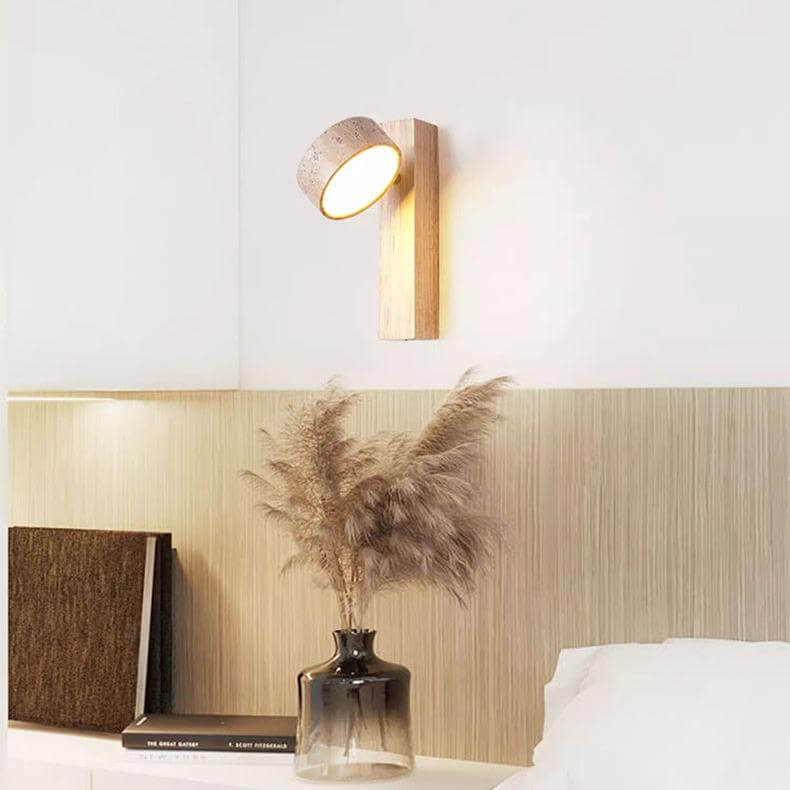 Drehbare Stein & Holz Wandleuchte mit LED