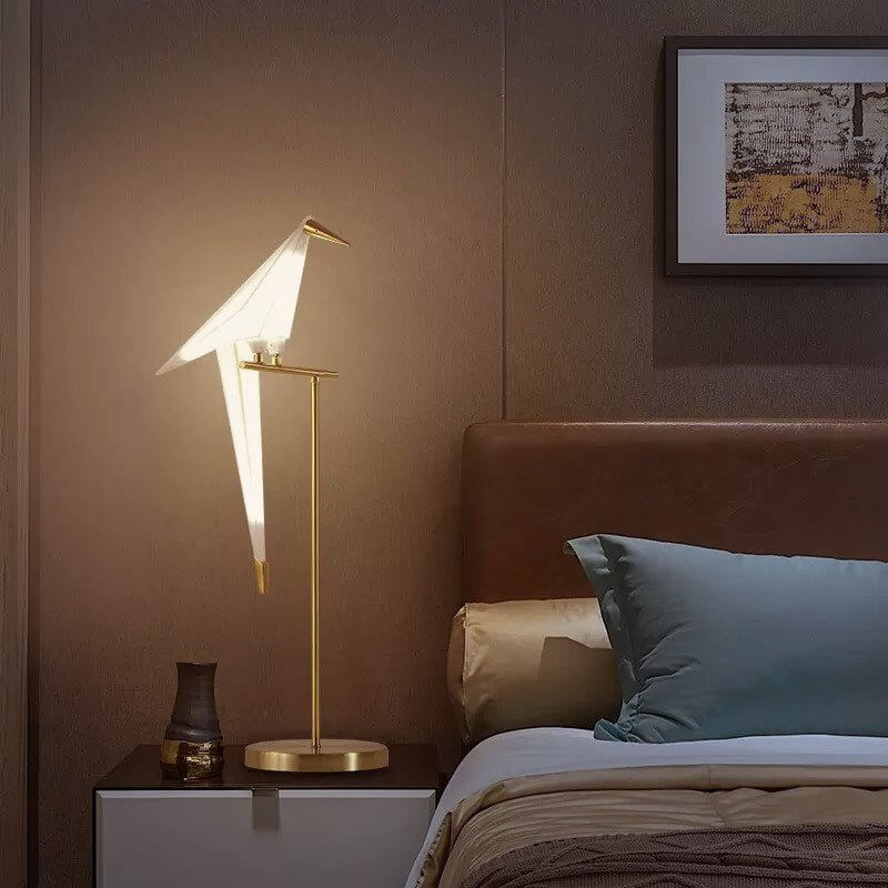 Magnetische LED Vogellampe, Origami Stil, Warmweiß