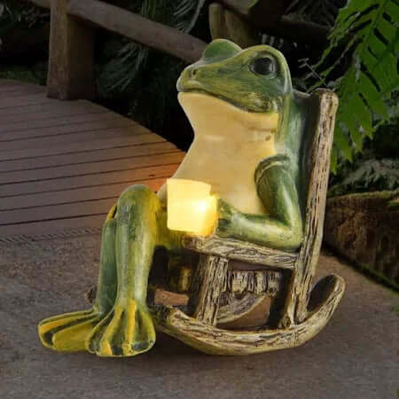 Figurine décorative de grenouille de jardin lumineuse