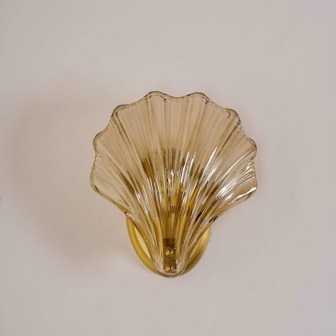 Muschel Wandleuchte aus Messing & Glas