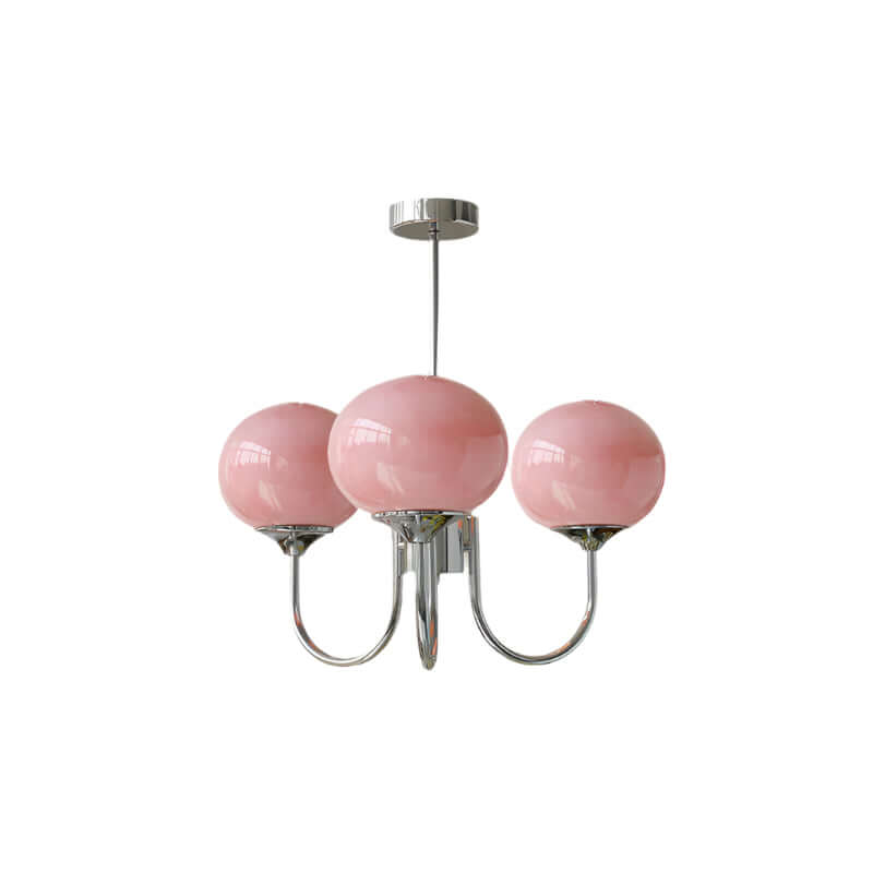Moderner Kronleuchter mit Rosa Glasschirmen