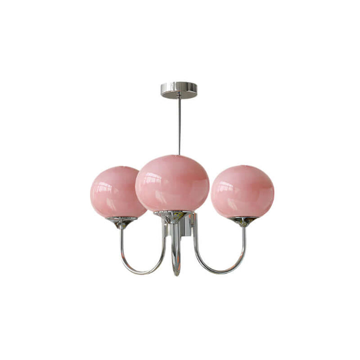 Moderner Kronleuchter mit Rosa Glasschirmen
