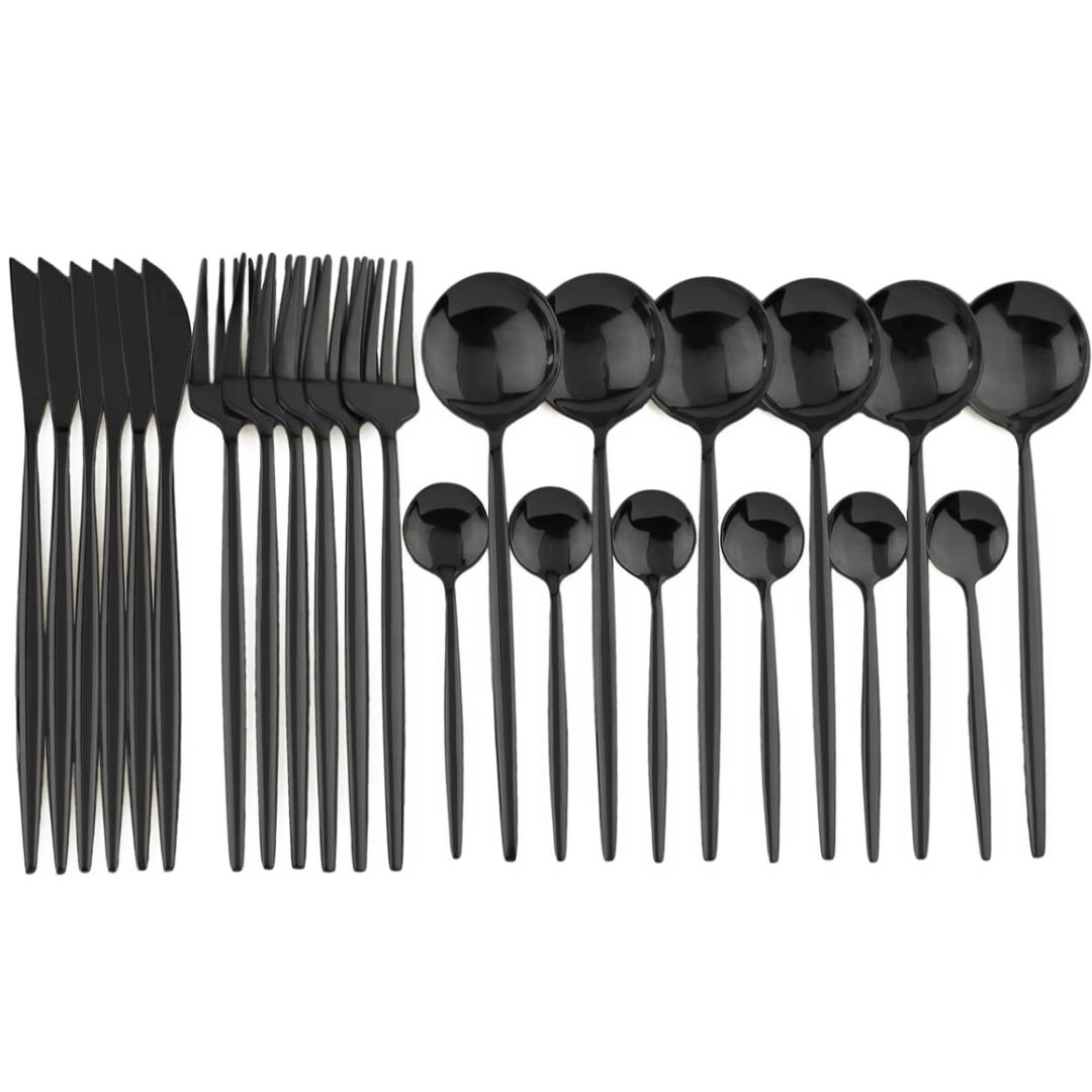 24-teiliges Edelstahlbesteck Set - Schwarz