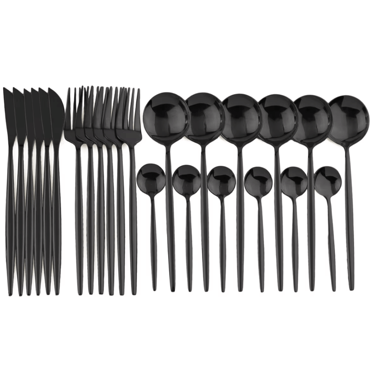 24-teiliges Edelstahlbesteck Set - Schwarz