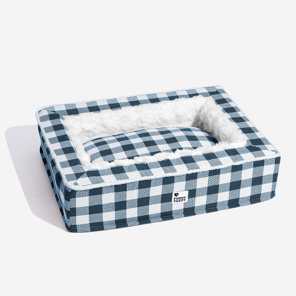 Gemütliches Hunde-Kuschelbett Kariert