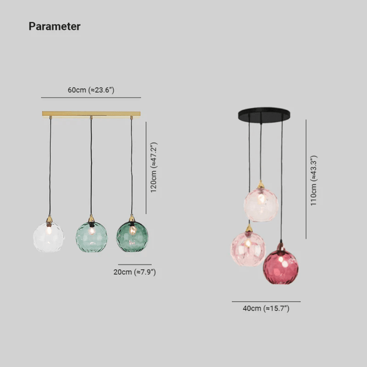 Moderne 3er Cluster Pendelleuchte Glas