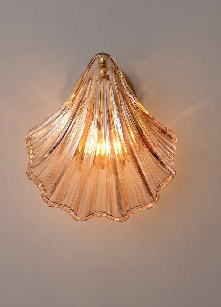 Muschel Wandleuchte aus Messing & Glas