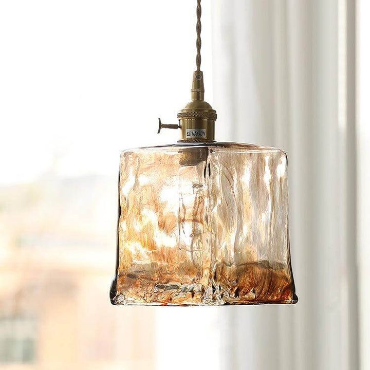 Vintage Hängeleuchte Braun Glas