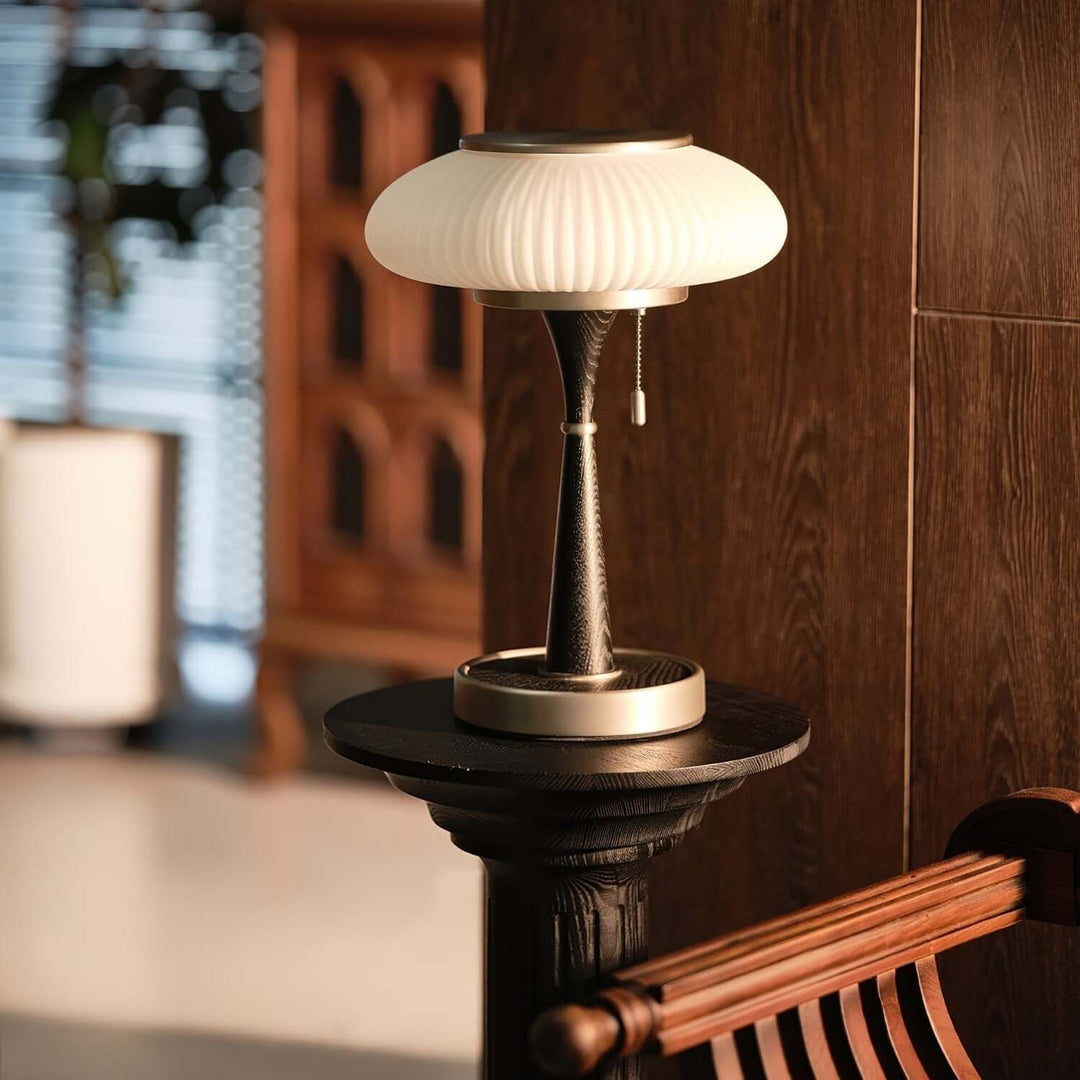 Designer Tischlampe Modern Holz & Metall 36cm