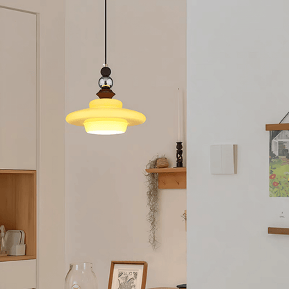 Elegante Beige Glas Hängeleuchte
