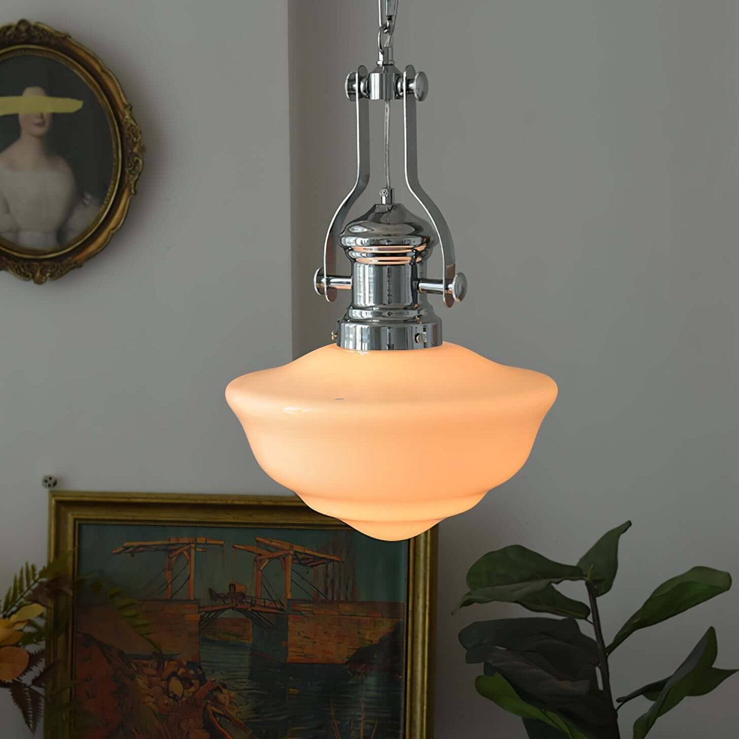 Elegante Hängeleuchte Glas & Metall
