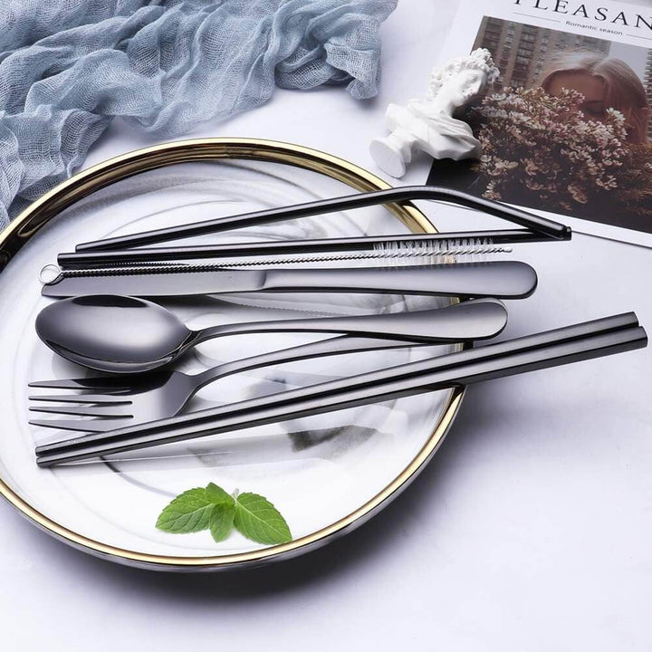 Ensemble de couverts portables en acier inoxydable - compagnon de voyage