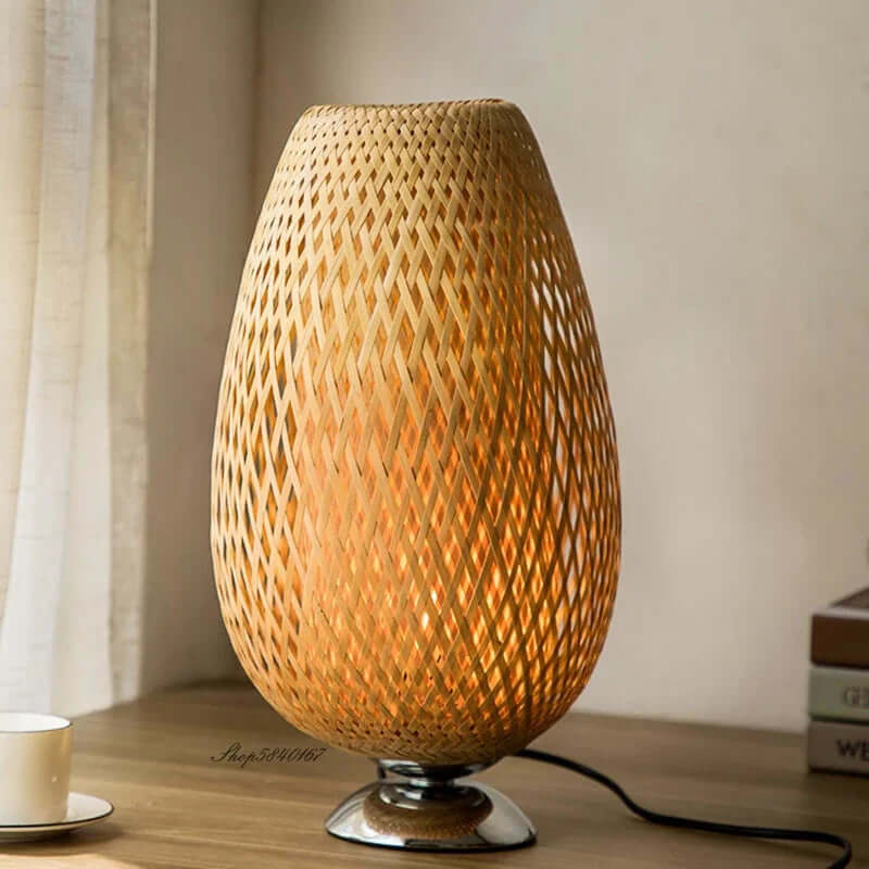 Lampe de table vintage en bambou