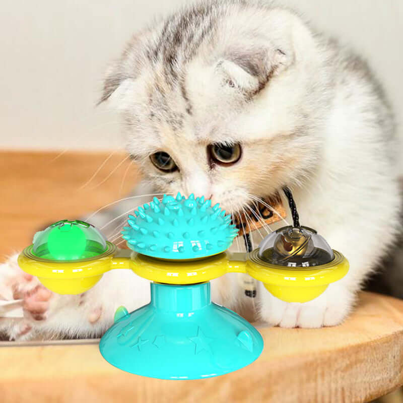 Jouet pour chat avec griffoir et moulin à vent - Interactif