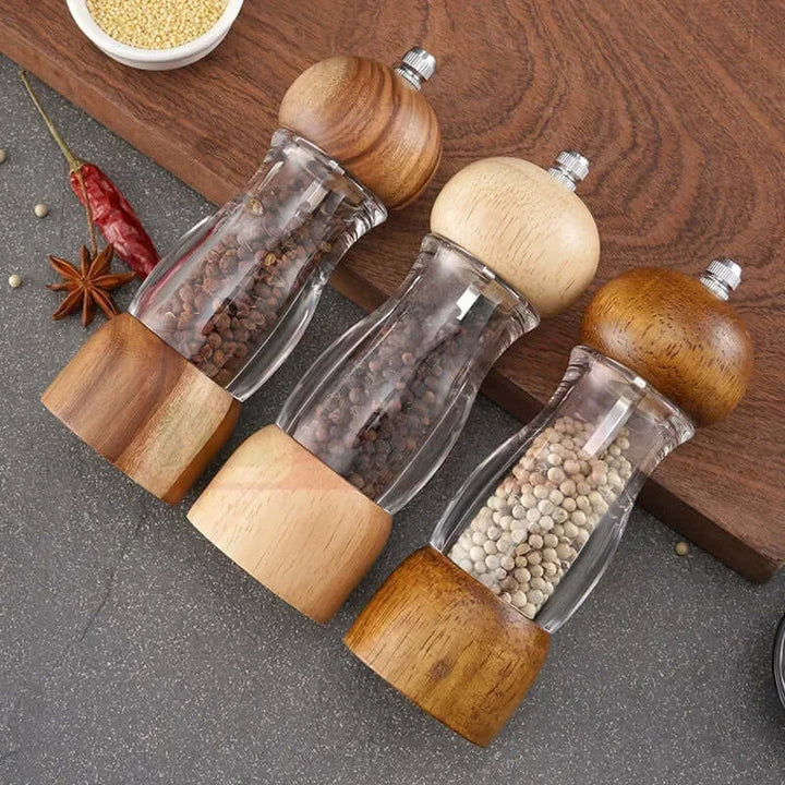 Manuelles Salz- und Pfeffermühlen-Set aus Holz
