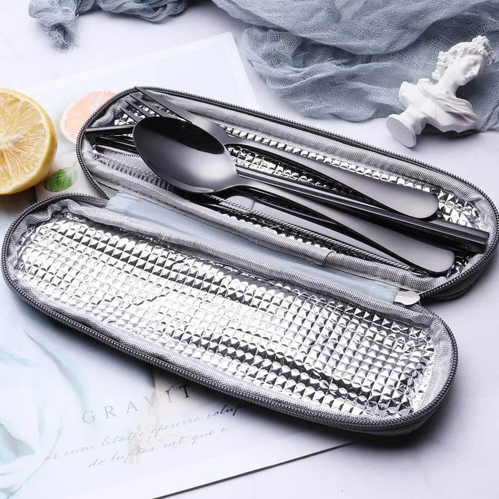 Ensemble de couverts portables en acier inoxydable - compagnon de voyage