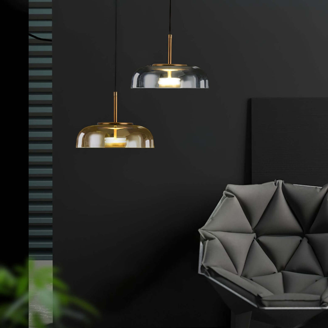 Moderne Pendelleuchte - Messing & Glas
