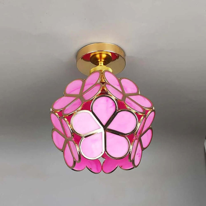 Plafonnier en verre à motif floral pour couloir