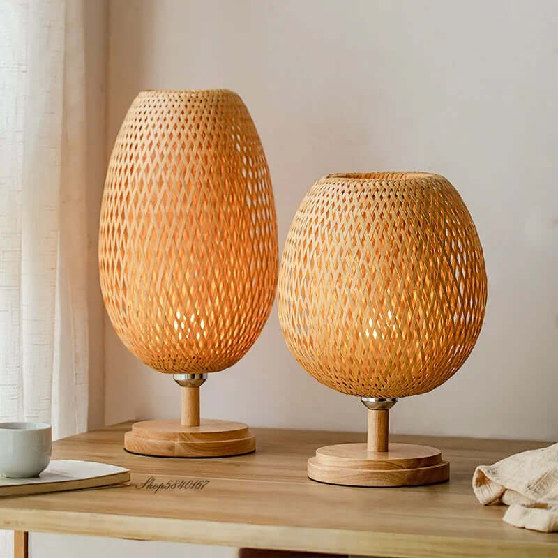 Lampe de table vintage en bambou