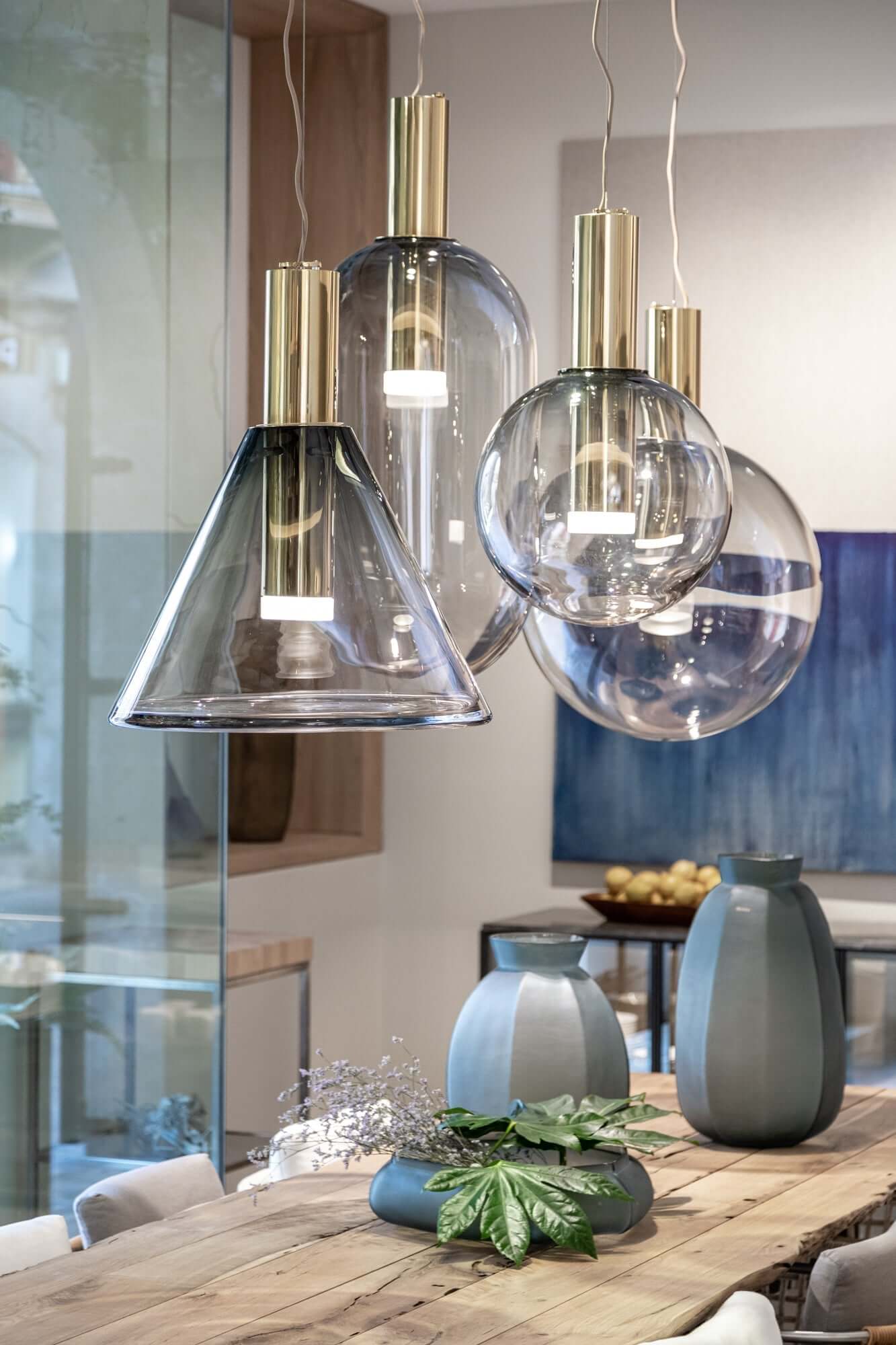 Elegante Pendelleuchte Glas & Metall