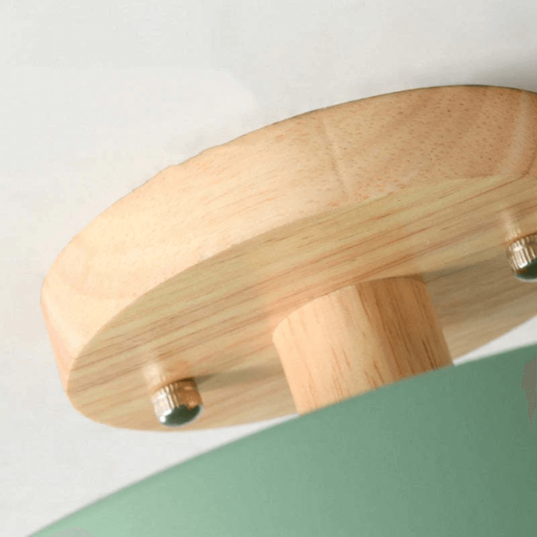 Moderne Runde LED Deckenleuchte Holz Acryl