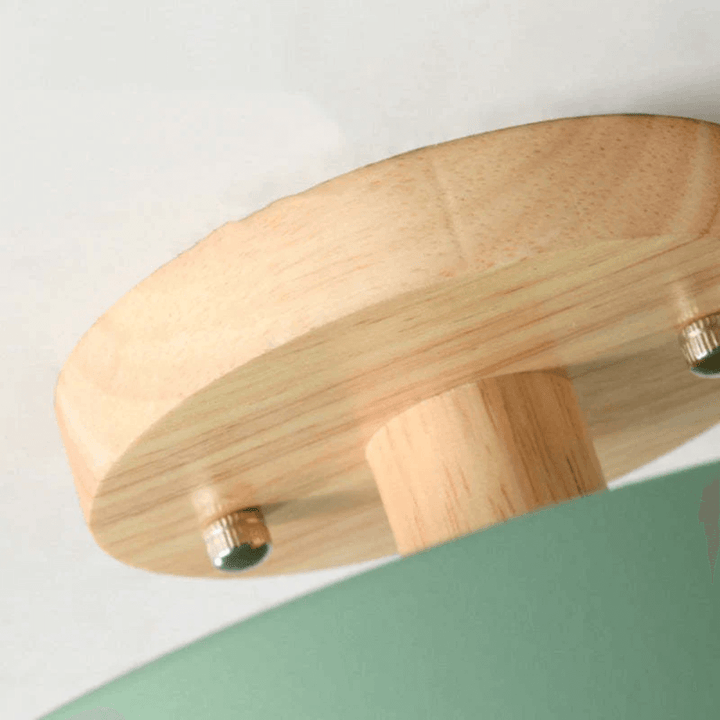 Moderne Runde LED Deckenleuchte Holz Acryl
