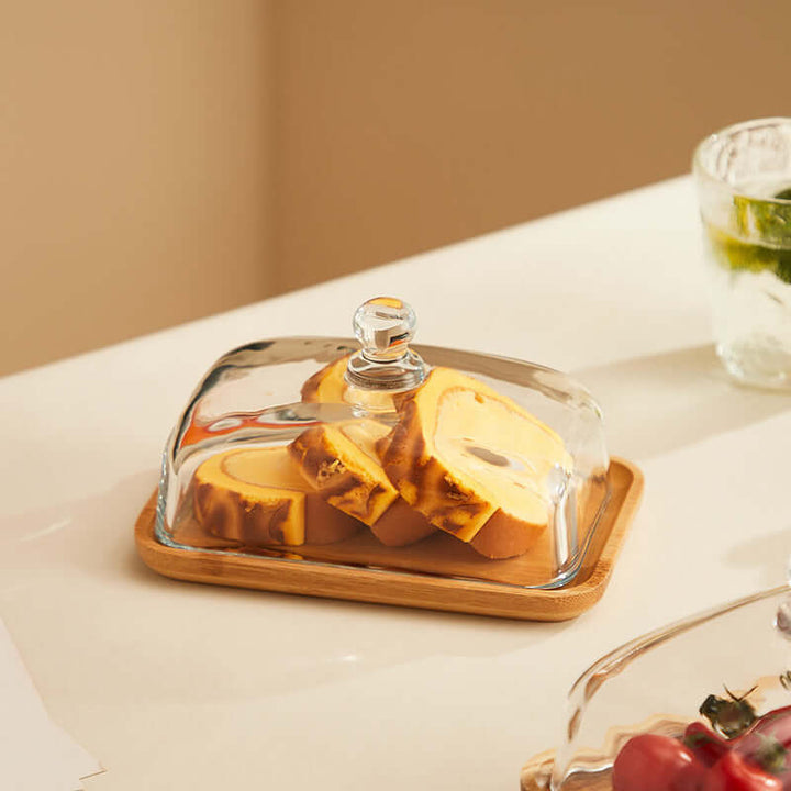Holz-Butterdose mit Glasdeckel - Elegant & Praktisch