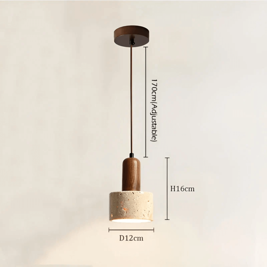 Wabi-Sabi Deckenleuchte Travertin & Holz