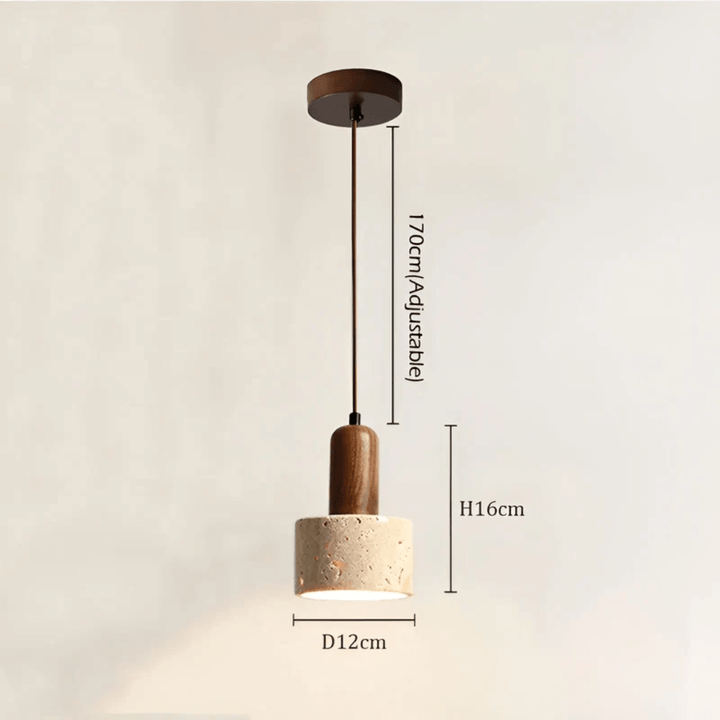 Wabi-Sabi Deckenleuchte Travertin & Holz