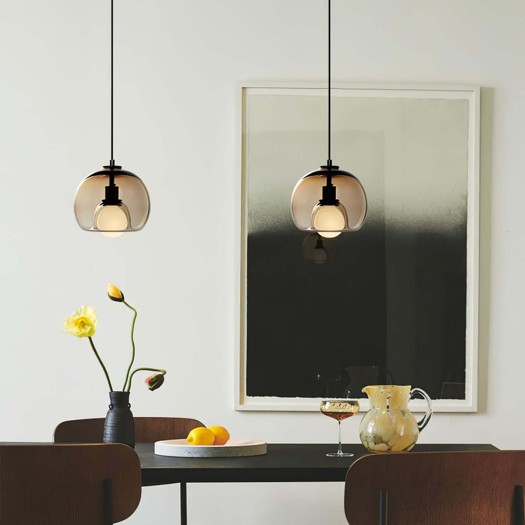 Moderne Pendelleuchte - Metall & Glas