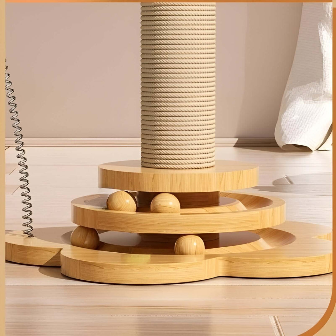 Jouet en bois pour chat avec balles