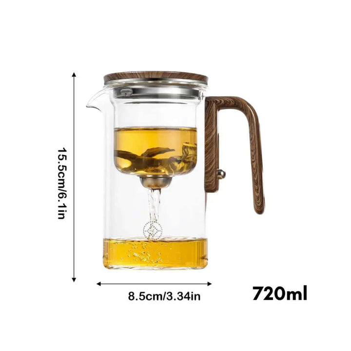 Glas-Teekanne mit Holzgriff - Eleganter Teegenuss